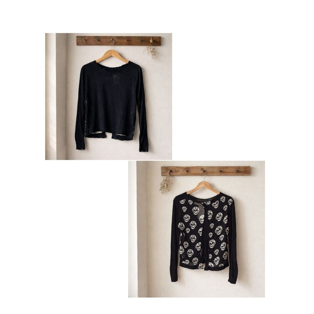 Rehab Black Skull Print Long Sleeve Sweater